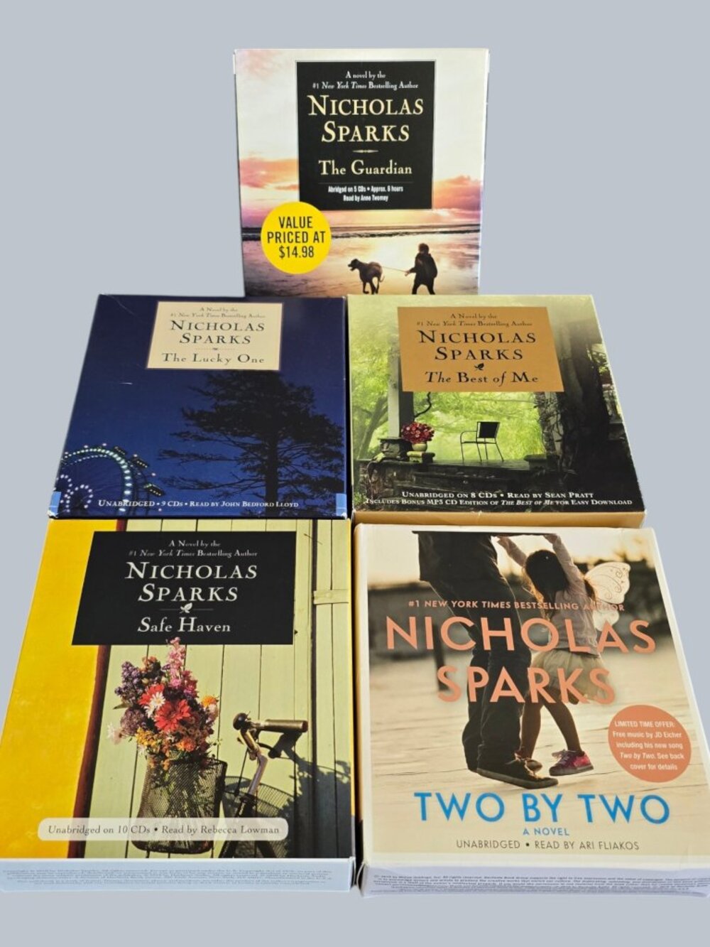 Lot of 5 Nicholas Sparks CD Audiobooks 45 Discs Two By Two, Best of Me, Etc